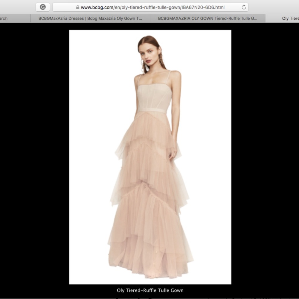 BCBGMAXAZRIA Oly Tiered-Ruffle Tulle Gown